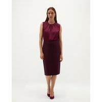 HOBBS Pure Wool Knee Length Pencil Skirt Purple
