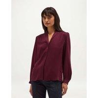 HOBBS Pure Lyocell V-Neck Blouse Purple