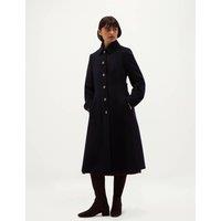 HOBBS Pure Wool Collared Longline Overcoat Navy