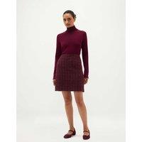 HOBBS Textured Tweed Mini A-Line Skirt with Wool Brown Mix