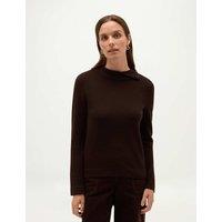 HOBBS Merino Rich Roll Neck Button Detail Jumper Brown