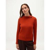 HOBBS Merino Rich Roll Neck Button Detail Jumper Dark Orange
