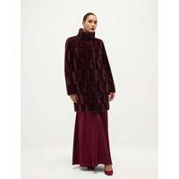 HOBBS Faux Fur High Neck Coat Red