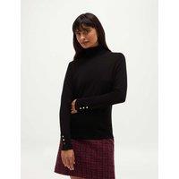 HOBBS Pure Merino Wool Roll Neck Jumper Black