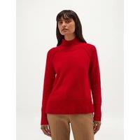 HOBBS Merino Wool Rich Ribbed Funnel Neck Jumper Red