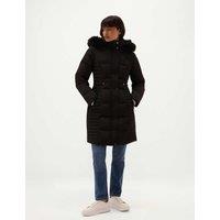 HOBBS Removable Hood Adjustable Waist Puffer Coat Black