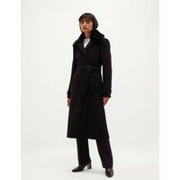 HOBBS Wool Rich Faux Fur Collar Overcoat with Cashmere Black