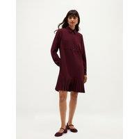 HOBBS Button Front Knee Length Shirt Dress Purple