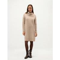 HOBBS Merino Wool Rich Knitted High Neck Dress Brown