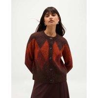 HOBBS Argyle Cardigan with Alpaca & Wool Brown