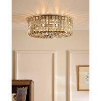 Laura Ashley Fernhurst Metal & Crystal Semi Flush Ceiling Light Antique Brass