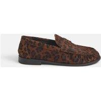 ACCESSORIZE Hair On Leopard Print Leather Loafers Multi