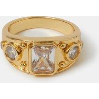ACCESSORIZE 14ct Gold Plated Stone Ring Gold