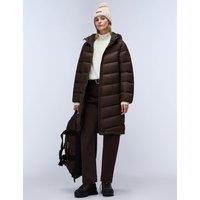 Napapijri Hooded Longline Puffer Jacket Dark Brown