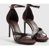 River Island Ankle Strap Stiletto Sandals Chocolate