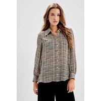 Finery London Printed V-Neck Blouse Beige Mix
