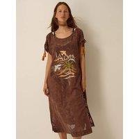 Monsoon Cotton Rich Jacquard Kaftan Brown Mix