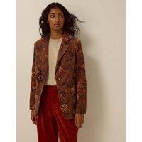 Monsoon Cotton Rich Printed Lightweight Jacket Brown Mix