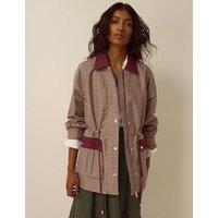 Monsoon Cotton Blend Printed Lightweight Jacket Brown Mix