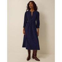 Monsoon Stretch Corduroy Midi Skater Dress Dark Blue