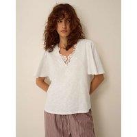 Monsoon Pure Cotton V-Neck T-Shirt Ivory