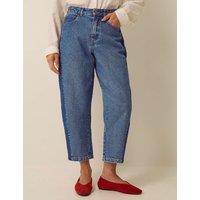 Monsoon Mid Rise Side Panel Barrel Jeans Blue