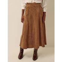 Monsoon Suedette Midi A-Line Skirt Brown