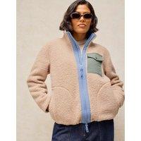 White Stuff Borg Fleece Zip Up Sweatshirt Natural Mix