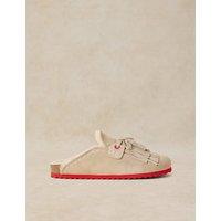 White Stuff Suede Tassel Mules Natural