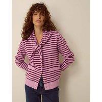 Monsoon Crew Neck Striped Cardigan Pink Mix