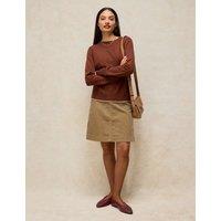 White Stuff Cotton Rich Cord Knee Length A-Line Skirt Green