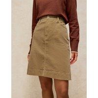 White Stuff Cotton Rich Cord Knee Length A-Line Skirt Green