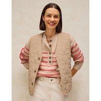 White Stuff Fleece Reversible Quilted Gilet Natural