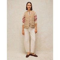 White Stuff Fleece Reversible Quilted Gilet Natural