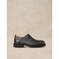 White Stuff Animal Print Brogues Black Mix
