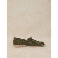 White Stuff Suede Tassel Moccasins Green