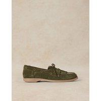 White Stuff Suede Tassel Moccasins Green