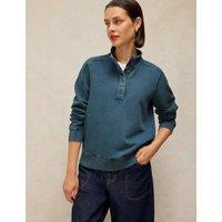 White Stuff Pure Cotton Funnel Neck Sweathshirt Blue