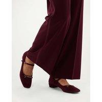 HOBBS Suede Bar Block Heel Mary Jane Pumps Purple