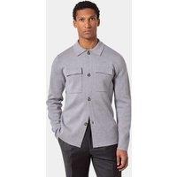 Hawes & Curtis Pure Wool Knitted Overshirt Light Grey