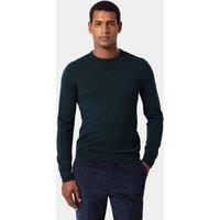 Hawes & Curtis Pure Merino Wool Textured Crew Neck Jumper Dark Green