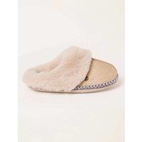 FatFace Faux Fur Lined Mule Slippers Ivory Mix