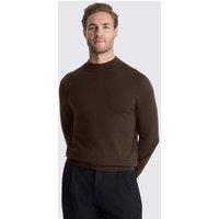 MOSS Merino Wool Rich High Neck Jumper Dark Brown