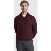 MOSS Merino Wool Rich Half Zip Jumper Dark Red