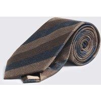 MOSS Striped Pure Silk Tie Brown Mix