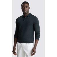 MOSS Merino Wool Rich Knitted Polo Shirt Dark Teal