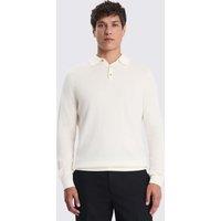 MOSS Merino Wool Rich Knitted Polo Shirt White