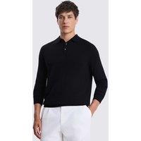 MOSS Merino Wool Rich Knitted Polo Shirt Navy