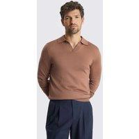 MOSS Merino Wool Rich Knitted Polo Shirt Pink