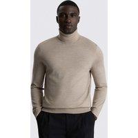 MOSS Merino Wool Rich Roll Neck Jumper Taupe
